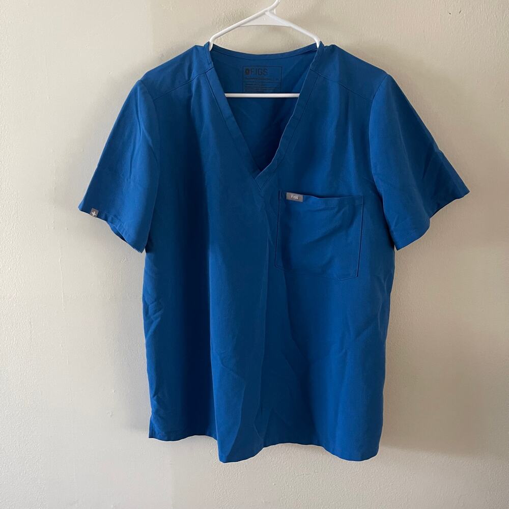 FIGS Catarina Womens XL Royal Blue V-Neck One Pocket Medical Scrub Top FIONx